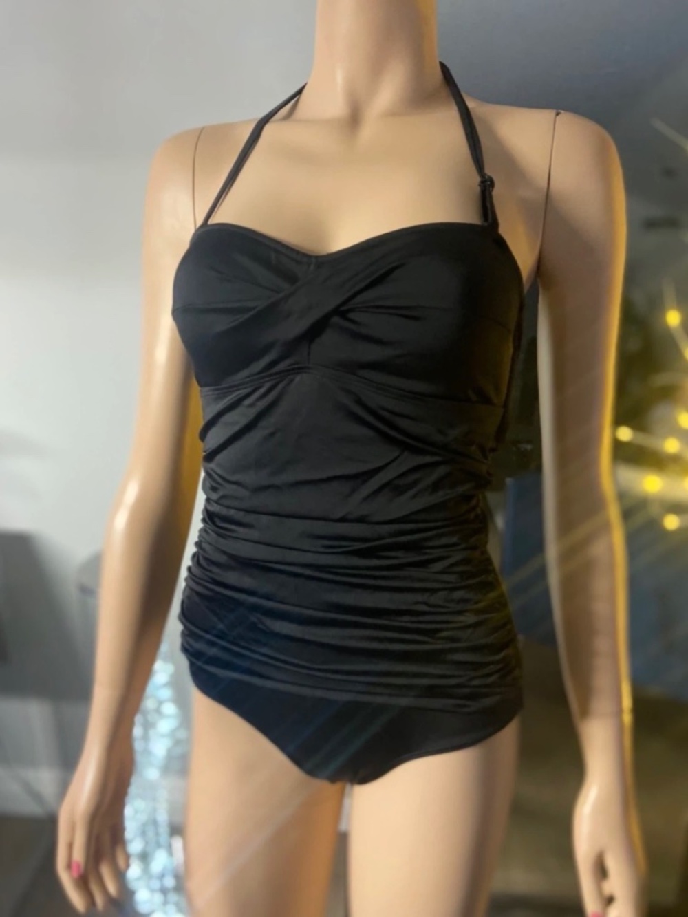 NWT Joe Fresh Black Halter-neck One-Piece Swimsuit Size XS